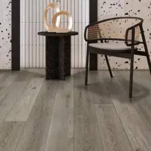Sharpwell Oak COREtec Pro Enhanced installed entryway gray taupe Redwood City wide plank flooring